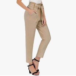 GRACE KARIN Women's Cropped Paper Bag Waist Pants with Pockets, Size S